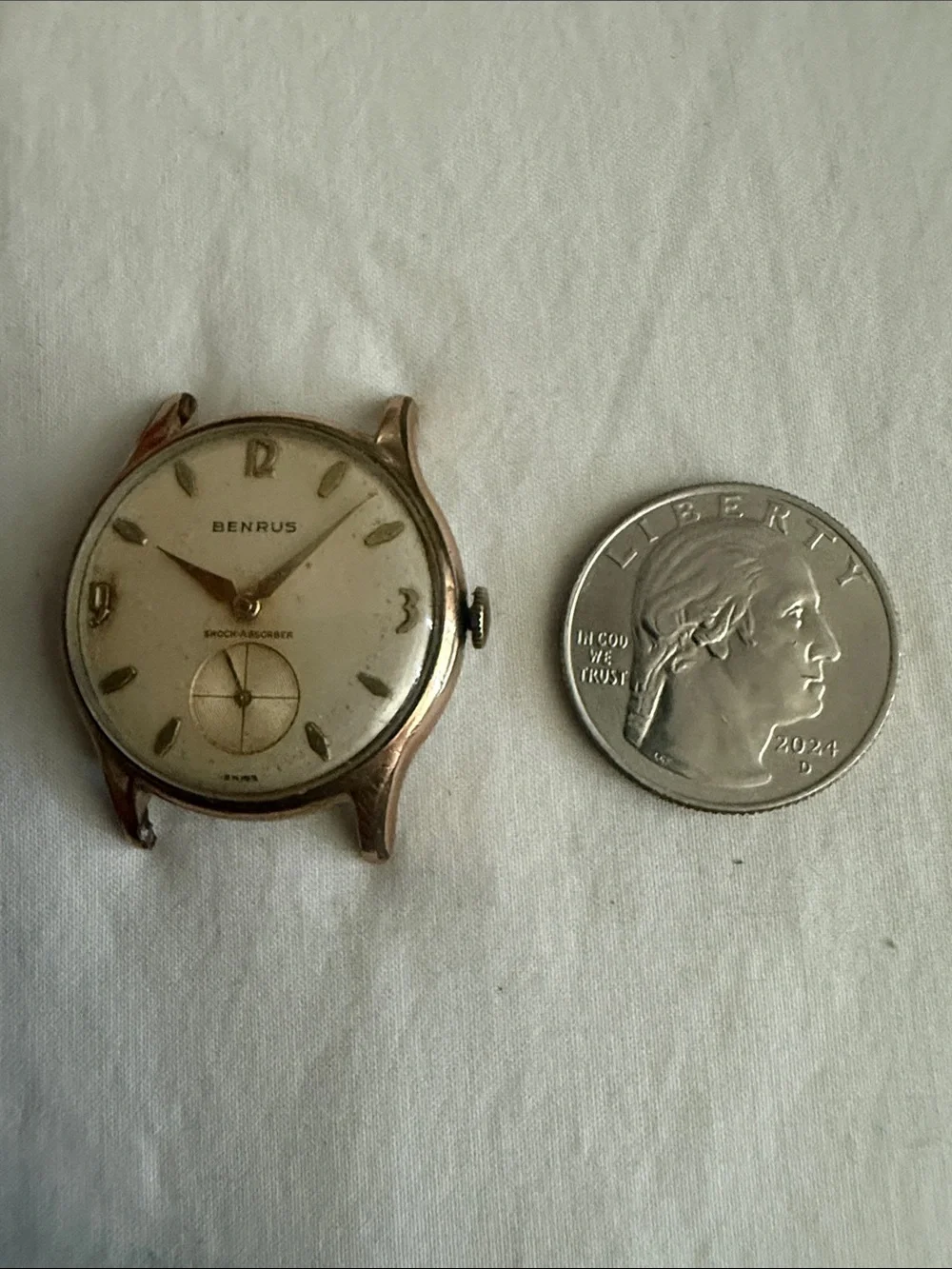 Benrus Shock Absorber Men's Swiss Watch 1950s Vintage